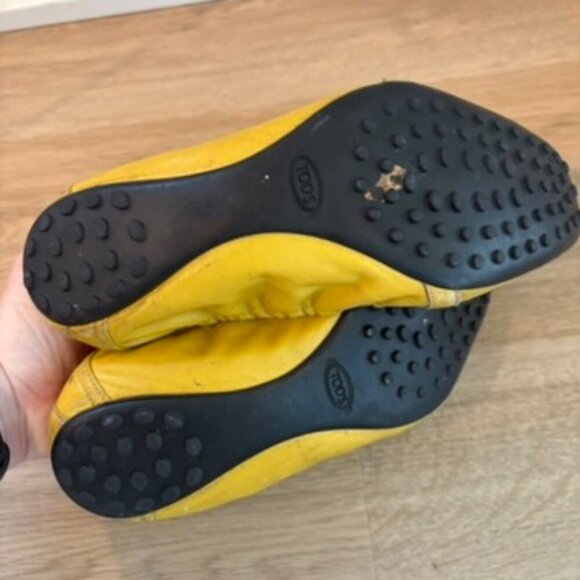 TODS Foldable Yellow Leather Ballet Flats 38/ 8 - Picture 7 of 9